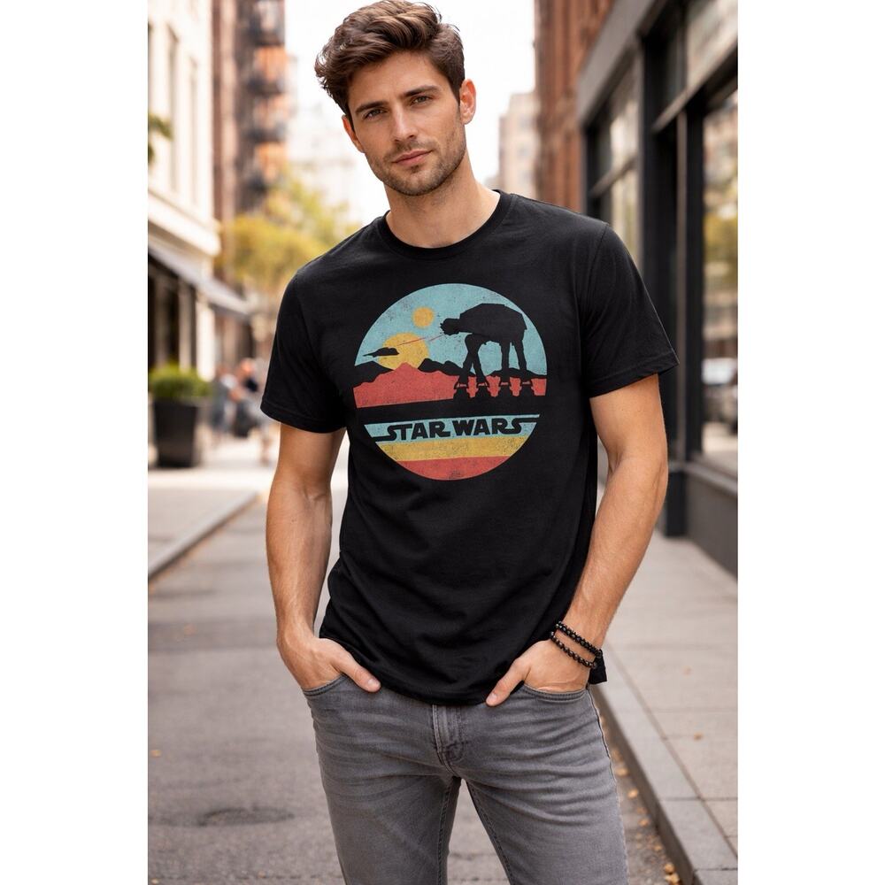 Star Wars AT-AT Silhouette Title Logo Circle Premium Shirt 3XL XXXL